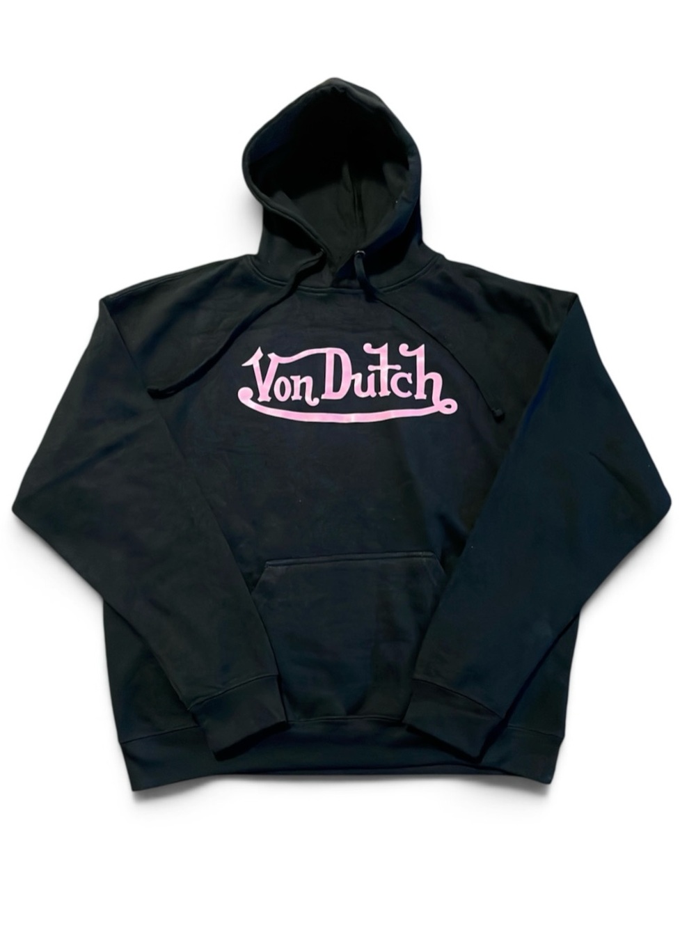 Von Dutch Black Hoodie with Pink Logo Sz L